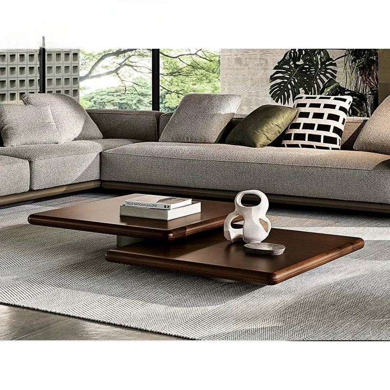 Italian minimalist high and low combination, coffee table square art, designer villa large flat tea table