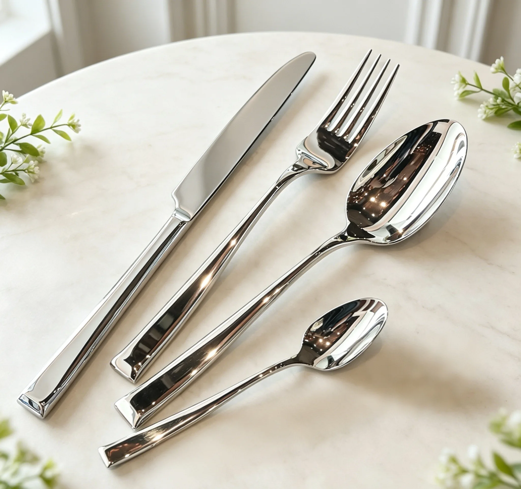 420/304 Stainless Steel Slanted Cutlery Set - Kitchen Knife Set - Dinnerware Set - Flatware Set - Dining Set