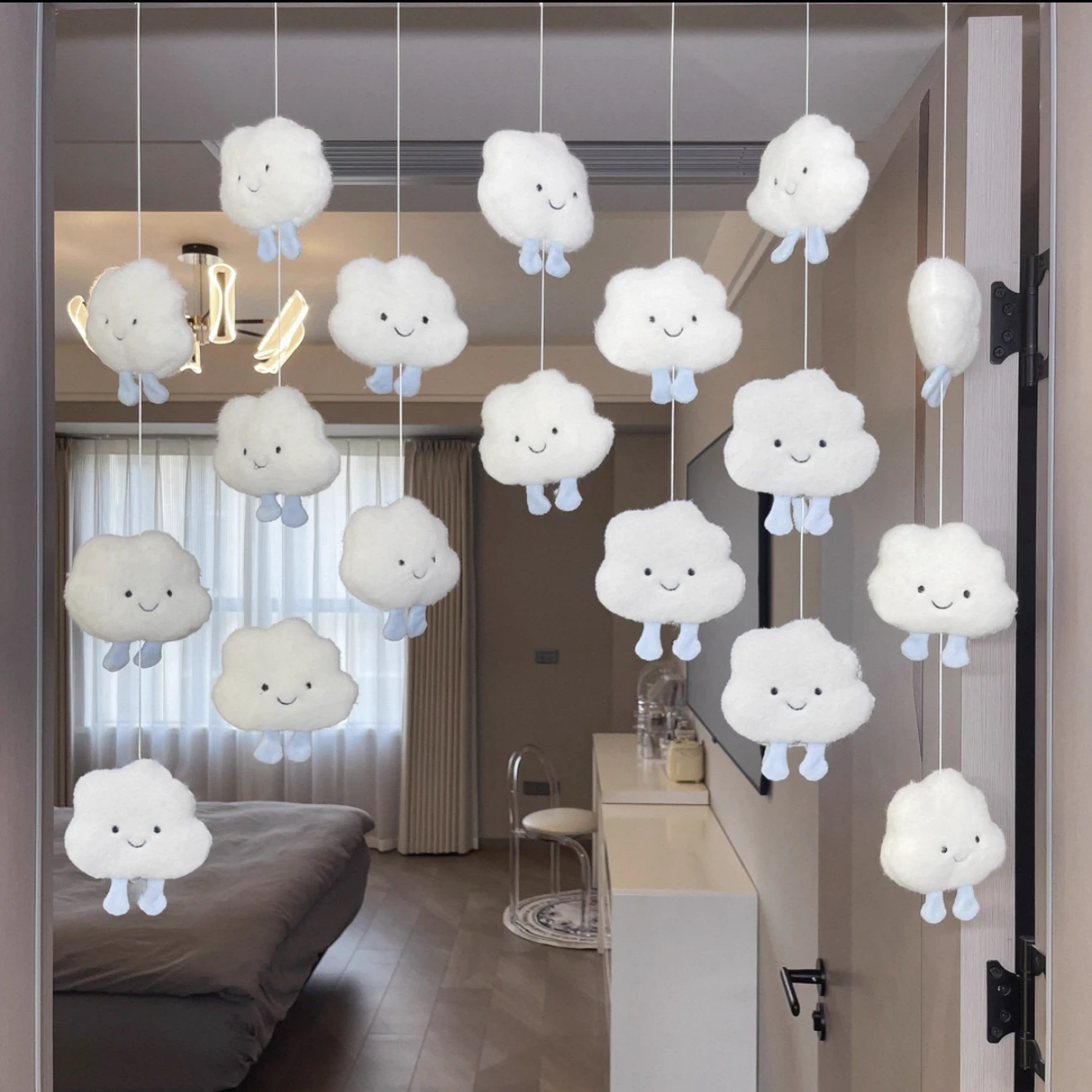 

Очаровательная занавеска-облако для детской комнаты, подвесное украшение, жемчужная занавеска, домашний текстиль в художественном стиле из материкового Китая