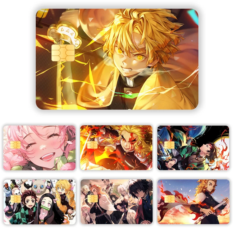 Japanese Comics Demon Slayer's Blade Pvc Sticker Waterproof Anime Film Tape Skin for Credit Card Debit Card Sticker Decal Gifts