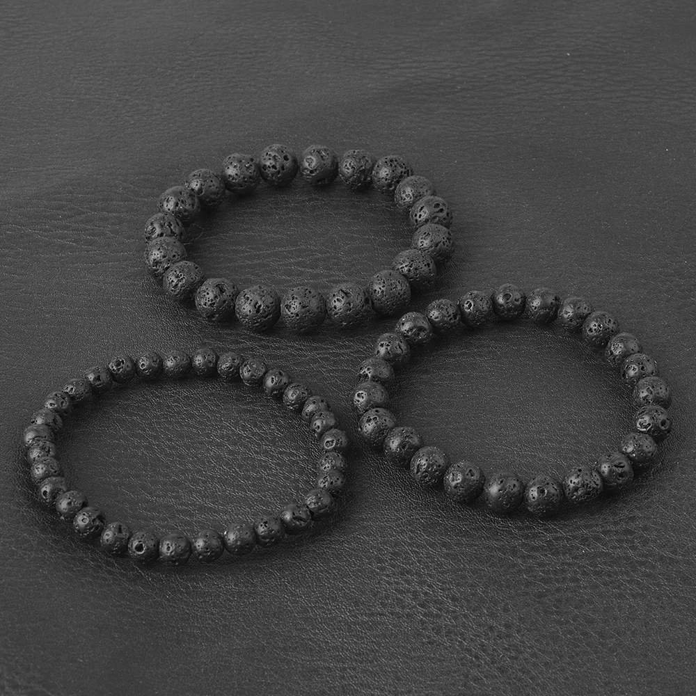 Kirykle Natural Volcanic Lava Beads 6mm 8mm 10mm Round Loose Stones for Yoga Energy Healing Bracelet DIY Jewelry Making