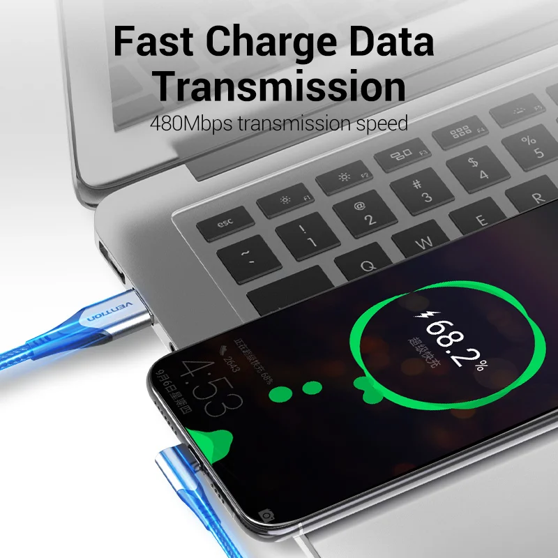 Vention USB Type C Кабель 3A 90-градусный зарядный кабель для быстрой зарядки игры для Samsung S10 Xiaomi mi9 10 pro Телефон USB C Кабели Шнур