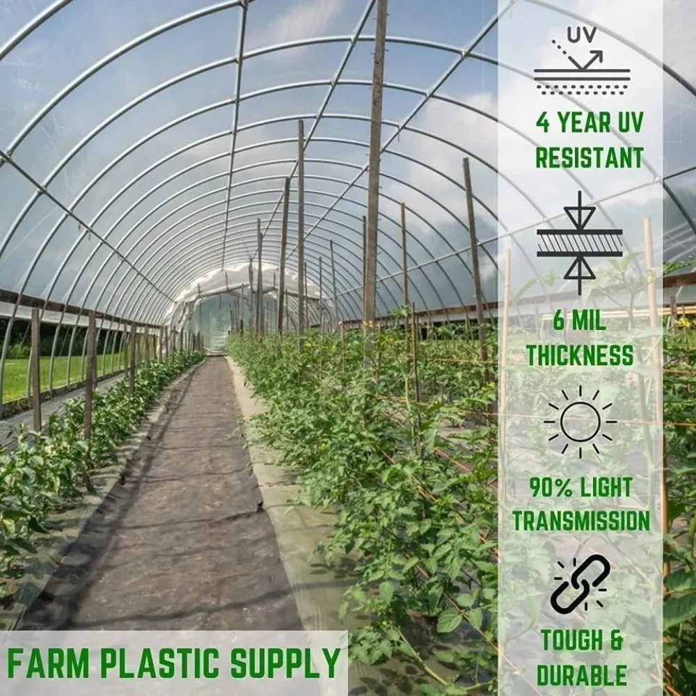US Local Stock Best Choice Home Upgrade Clear Greenhouse Plastic Film Polyethylene PE 6 Mil Roll Up 16 Feet by 28 Feet
