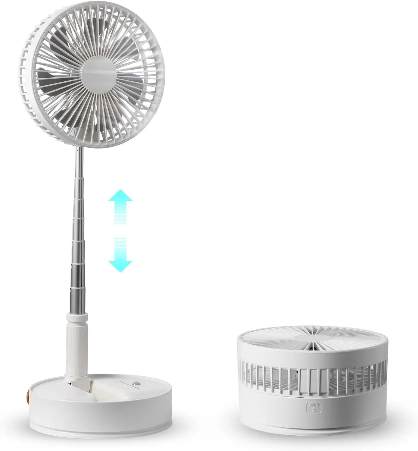 8 Inch Foldable Oscillating Standing Fan with Remote Control,4 Speed Adjustable Portable Desk Quiet Fan,7200mah Rechargeable USB