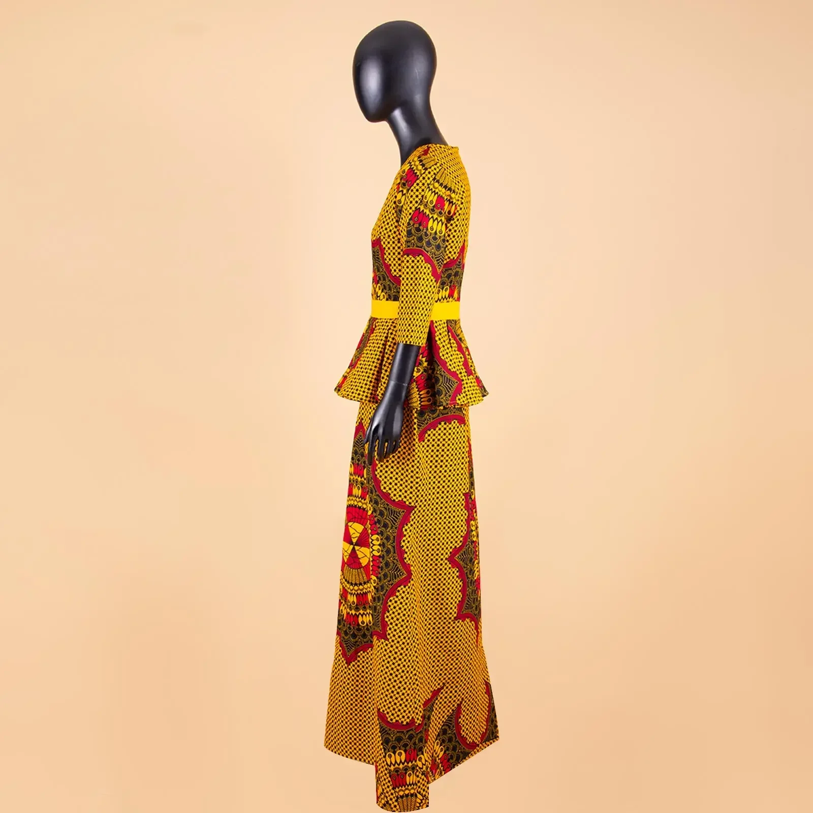 African Clothes for Women Crop Tops and Maxi Skirts 2 Piece Set Vintage Traditional Outfits Ankara Attire with Belt A2226010