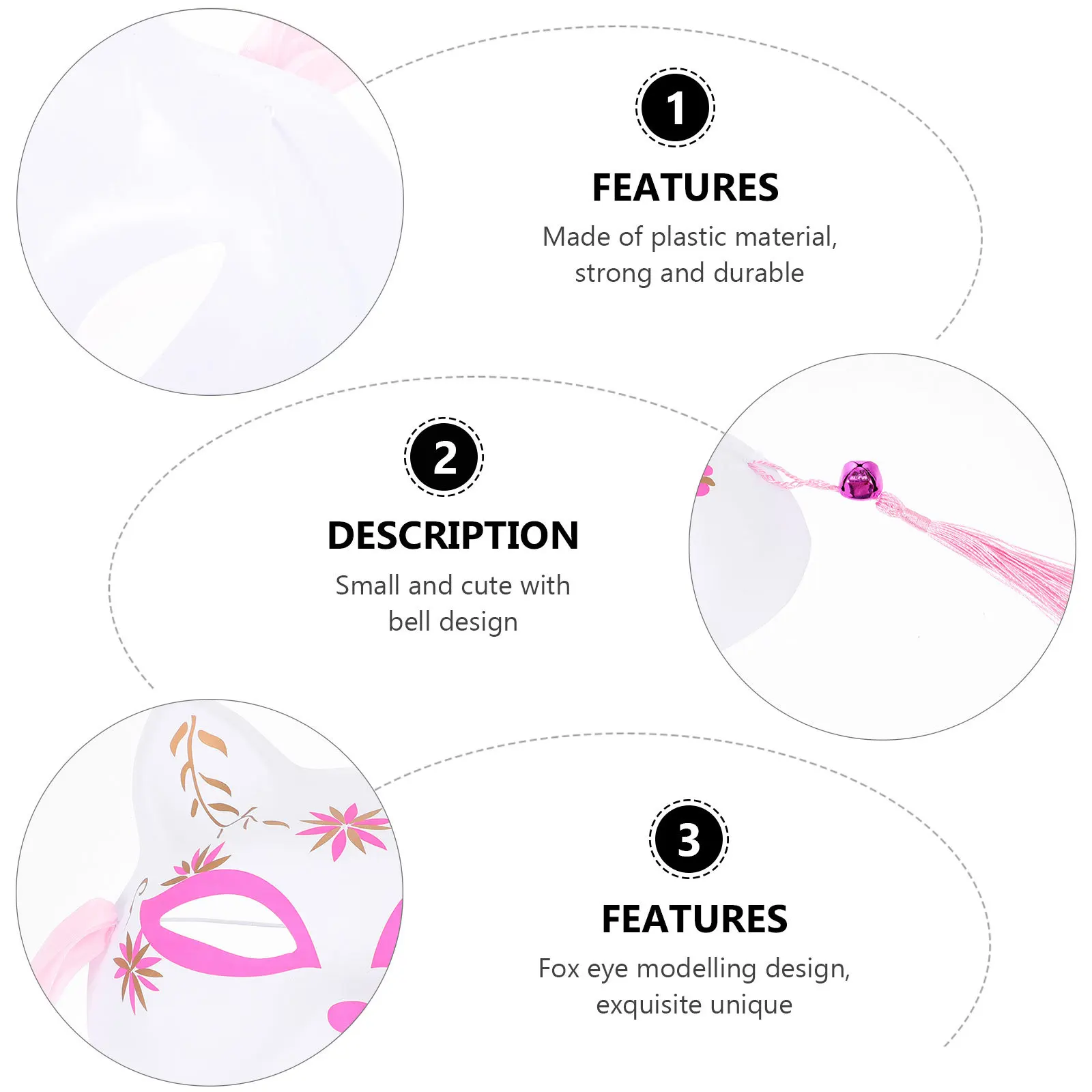 

2Pcs Foxes Half Face Mask Lightweight Plastic Decorative Cover Party Costume Cosplay Show Accessory Costume Mask