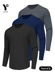 Sports Long-Sleeved 3-Color 3-Piece Men's Round-Neck Shirt Quick-Drying Top Fitness Sportswear Casual Outdoor Sportswear Body-Sh