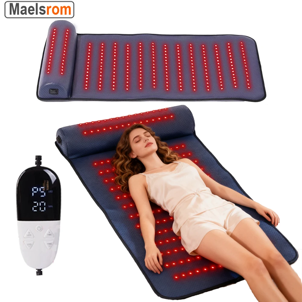 

Массажный коврик для терапии красным светом, инфракрасная грелка с эргономичной поддержкой шеи для облегчения боли в теле, восстановления мышц, расслабления