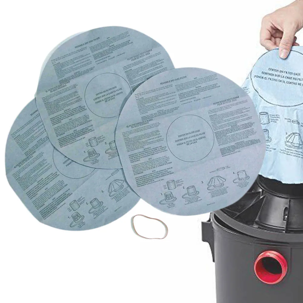 3-Pack Disposable Wet Dry Vacuum Filters For VF2002, Multi-Fit Replacement Parts For 5 Gallon And Larger Shop Vacs With Retainin