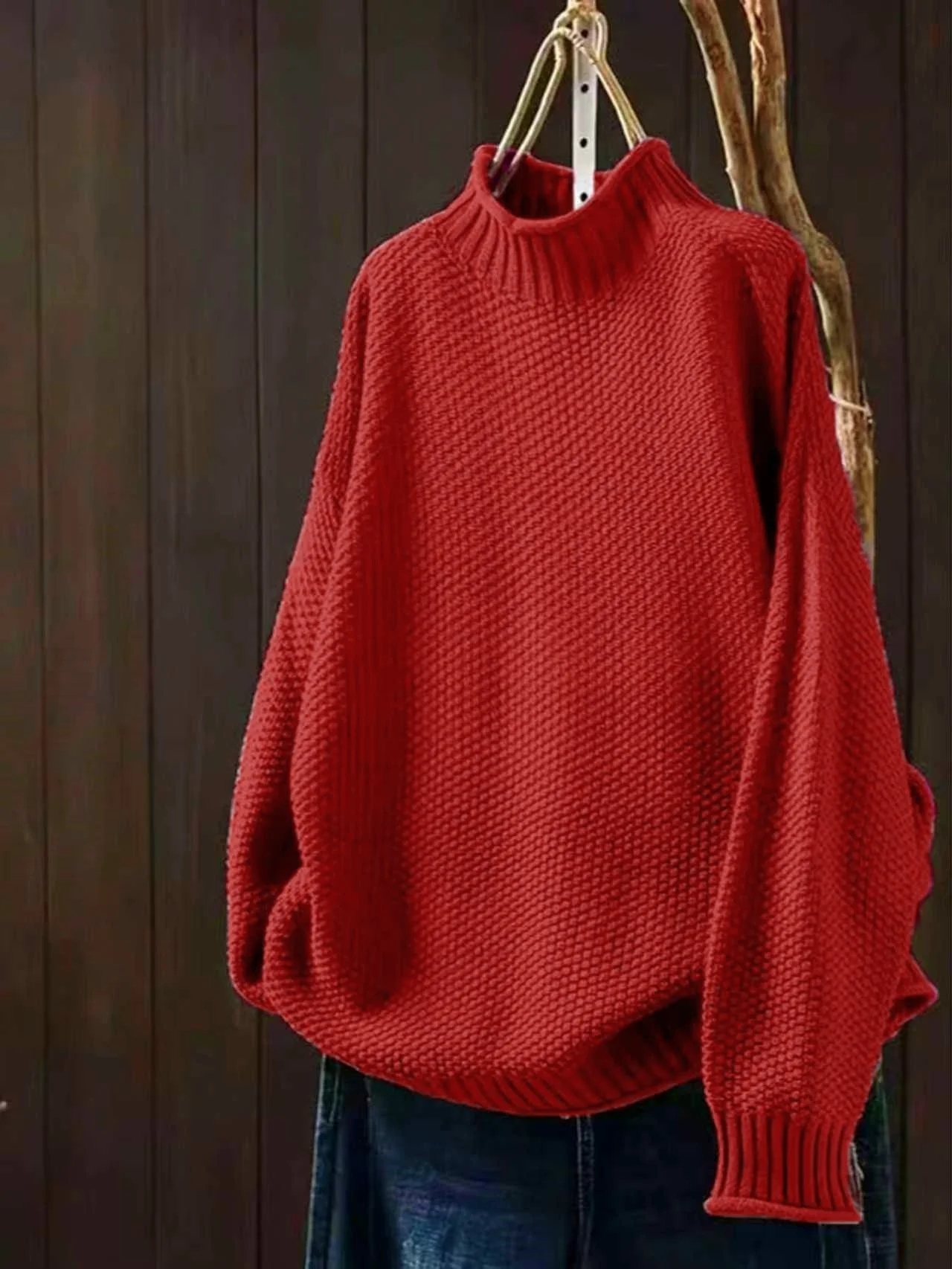 Damen-Pullover mit halbem Rollkragen und langen Ärmeln in Übergröße (Freizeitkleidung) ​ – Detail 10