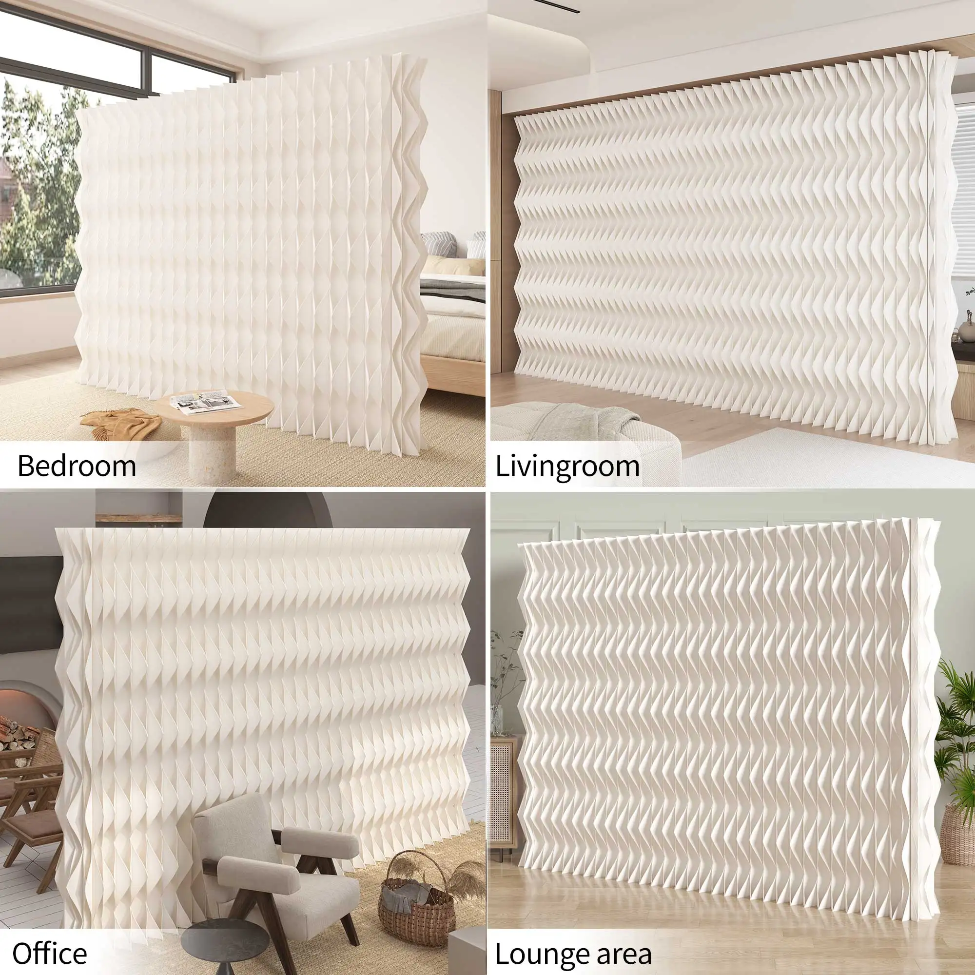 Folding Paper Room Divider, Accordion‑Style Privacy Screen, Retractable Wall Partition for Multi‑Scene Use