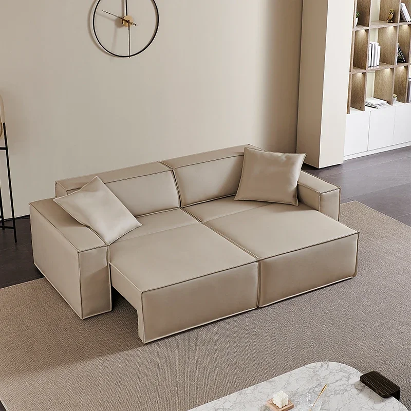 

OKF Modern Multi-functional Leather Sofa Bed Pull-out Feature Easy Apartments Living Room Electric Sofas Sofa Bed