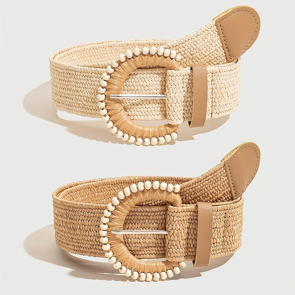 Retro Women's Boho Clothing Accessories Fashion Trend Women's Braided Elastic Belt High Quality Women's Summer Beach Play Belt