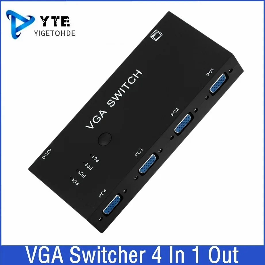 

VGA Switch 4 In 1 Out VGA Video Switcher Converter Box HD Signal Amplifier Booster Splitter Adapter For PC Monitor Projector