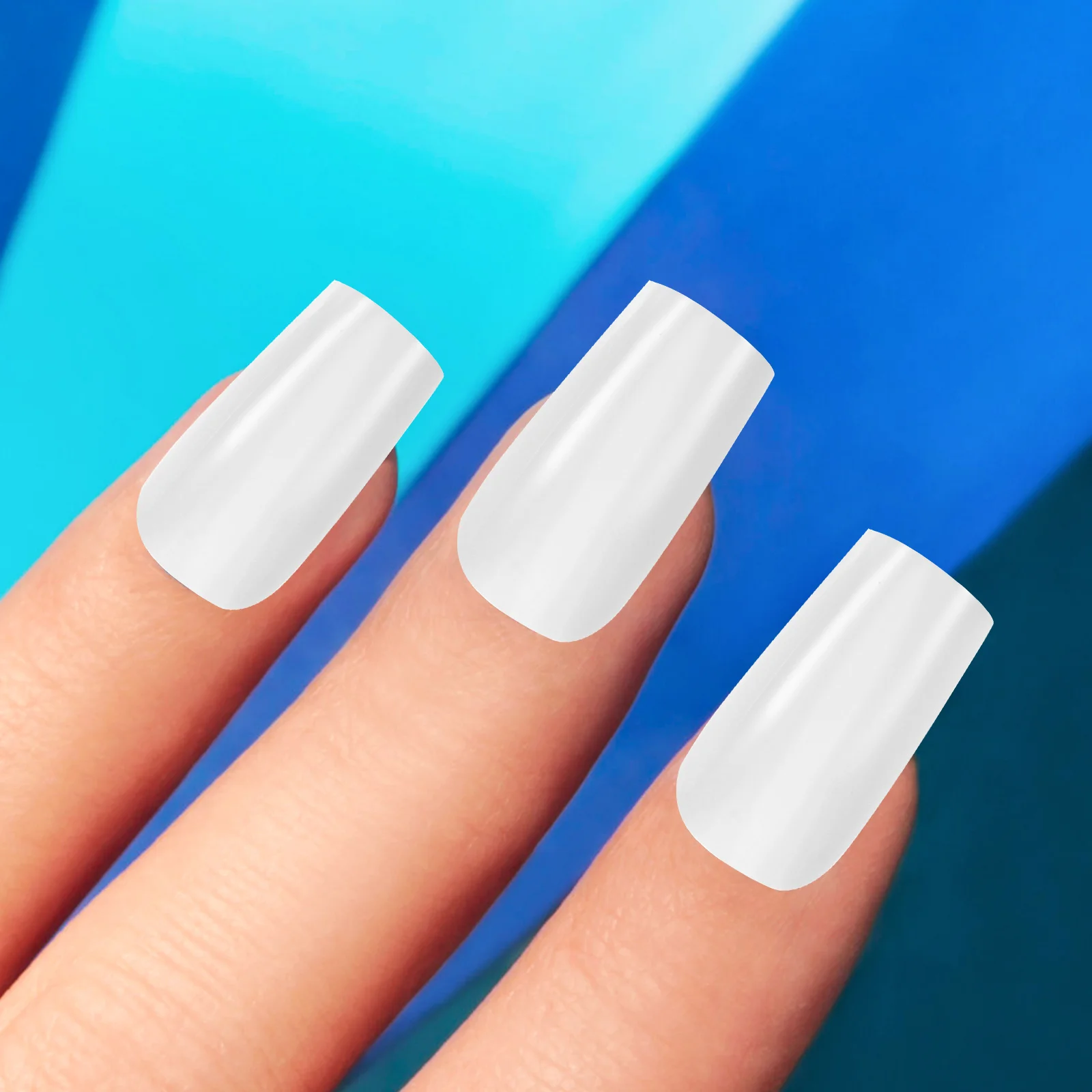 

120pcs Pure Color Fake Nails Middle Length Square Shape Decorative Tips for Girl Manicure DIY Nail Art Supplies Kit