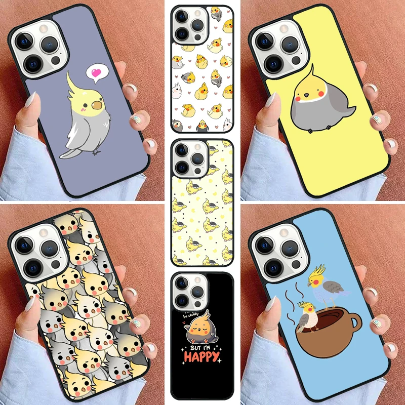 Cartoon Animal Chubby Cockatiel Phone Case For iPhone 16 15 14 Pro Max 11 13 12 Mini Max SE 2020 6s 7 8 Plus Cover Capa