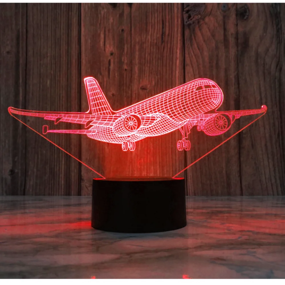 Nighdn Airplane 3D Night Light Usb Touch Table Lamp Decoration Bedside Nightlight para niños, regalos de cumpleaños y Navidad