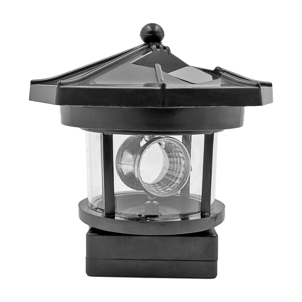 Lighthouse Solar LED Light Practical Durable Multi-functional Classic Fence Decor Smart Sensor Beacon Rotating Beam Lamp