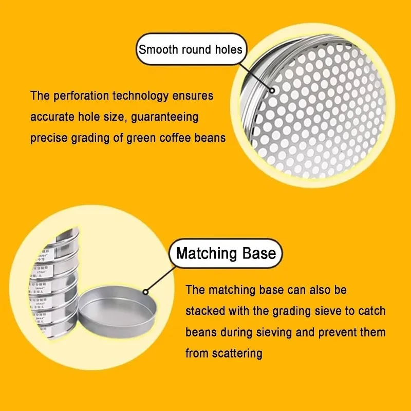 8-Inch stainless steel circular screen chassis coffee bean grading sieve for coffee shop laboratory testing