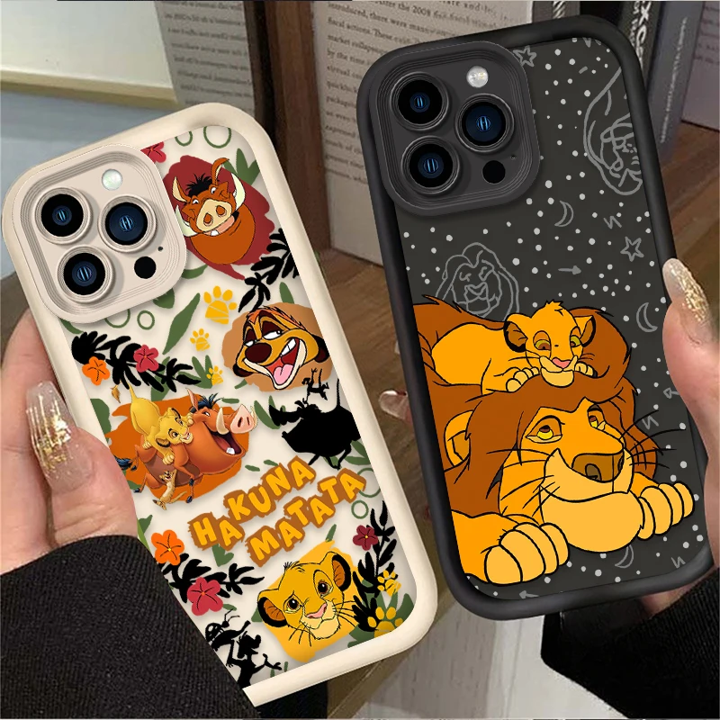 Funda bonita de dibujos animados del Rey León para iPhone 16 16E 15 14 13 12 11 Pro Max X XS X S Max XR SE 2020 SE4 7 8 cubierta a prueba de golpes