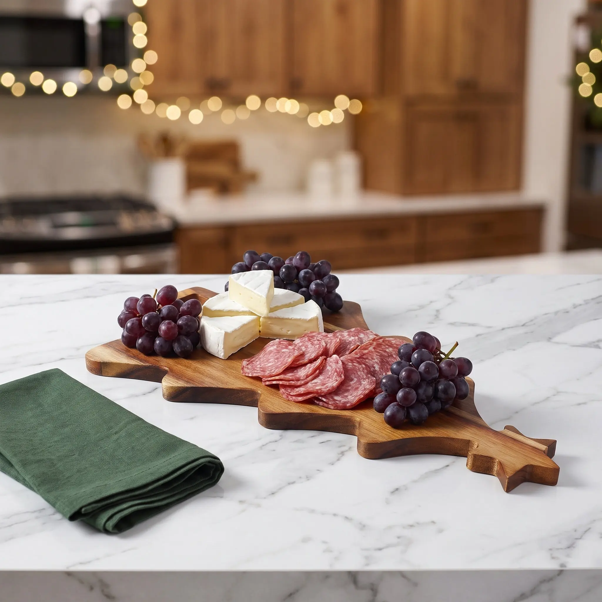 Christmas Tree Wood Cutting Bo - Wooden Serving Tray 评论和价格