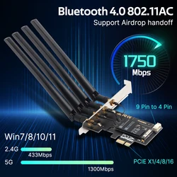 Fenvi BCM94360CD PCIe Wifi Adapter 1750M Dual band 802.11ac Bluetooth 4.0 Wireless Network Card For MacOS Hackintosh Dekstop PC