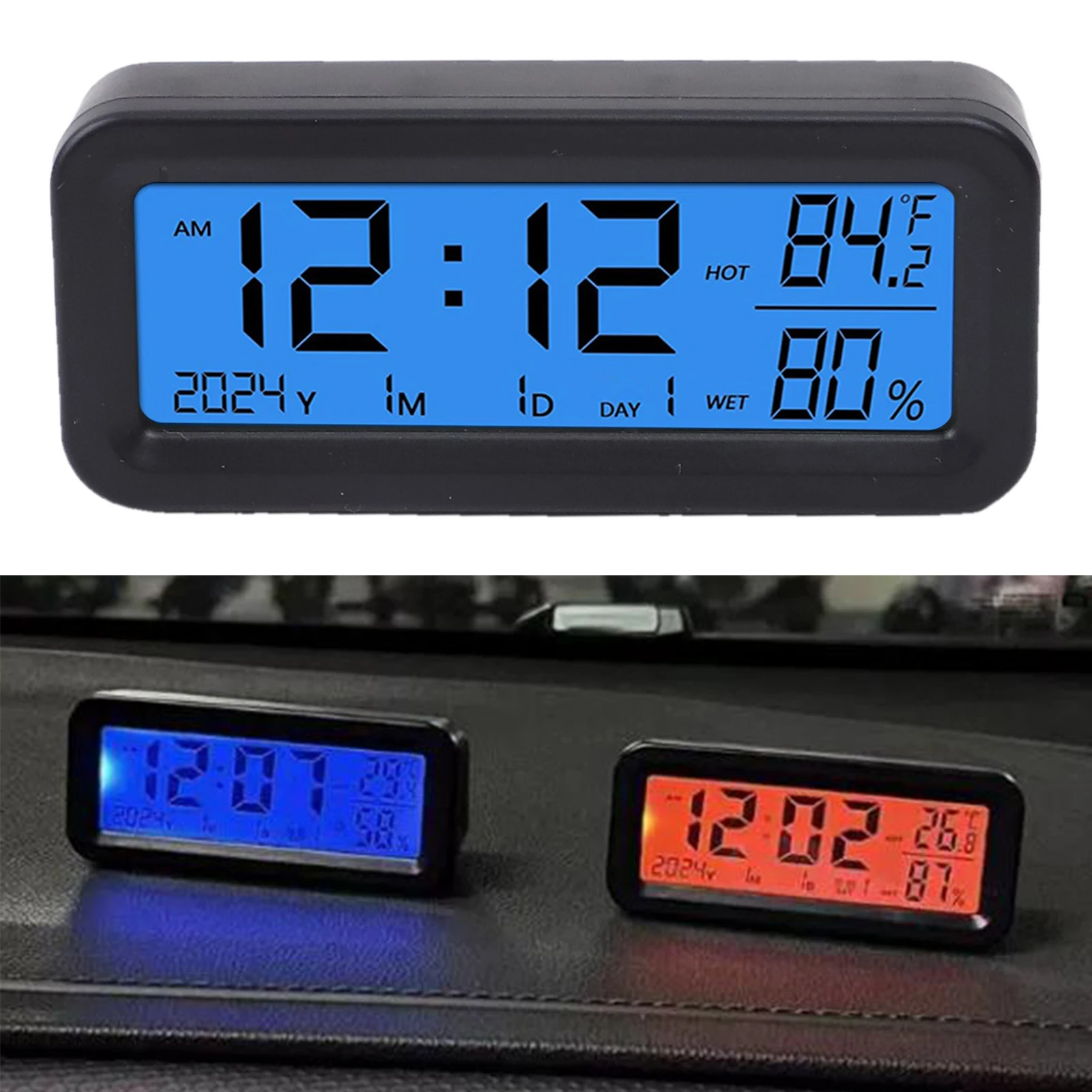

Sustainable Solar Powered Mini Digital For Car Clock Essential Accessory Showing Accurate and Environmental Data