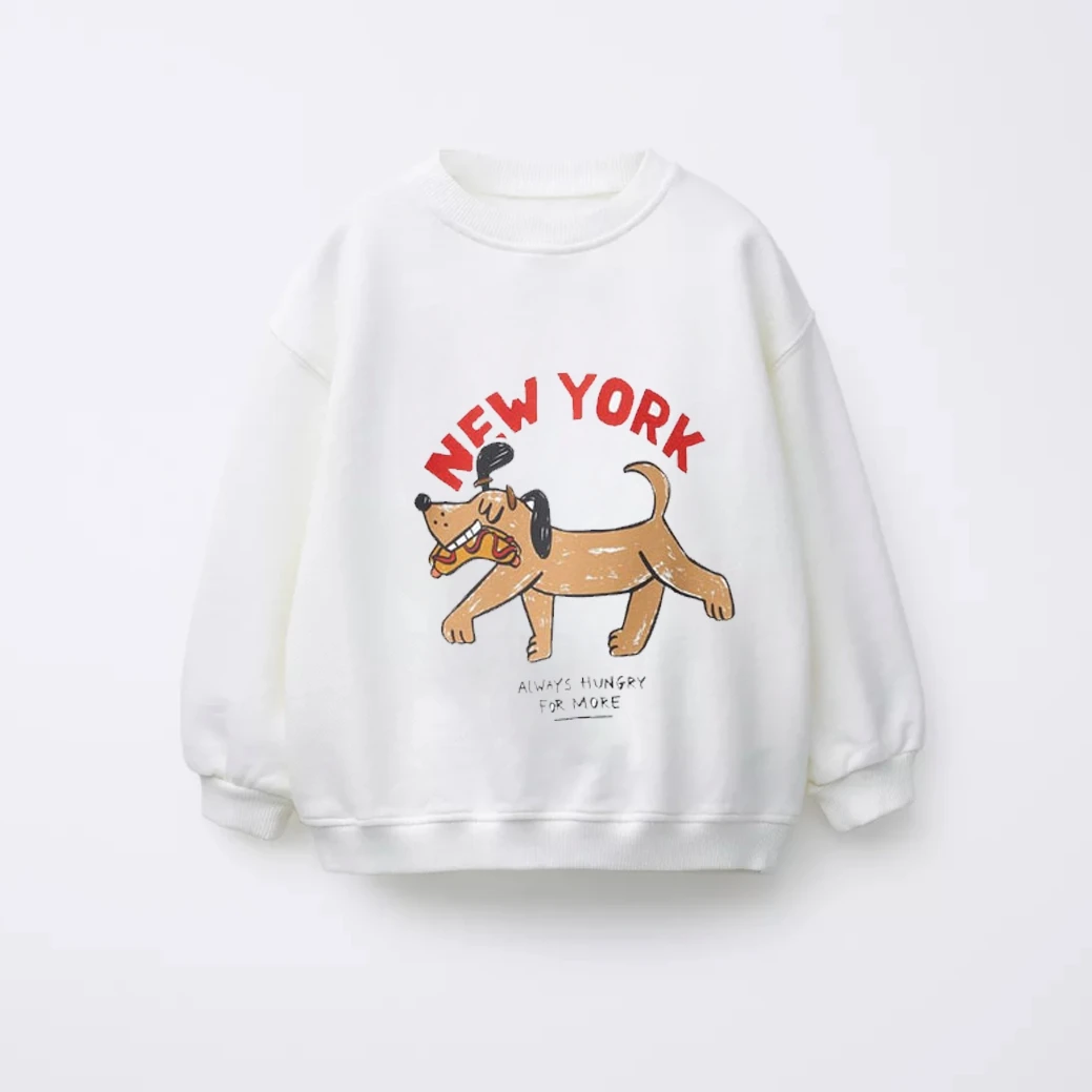 Lovely Hoodie For Children Long-sleeved Tops Solid Color All-match Sweatshirts Kids New Design Printed Pullovers Autumn Wear