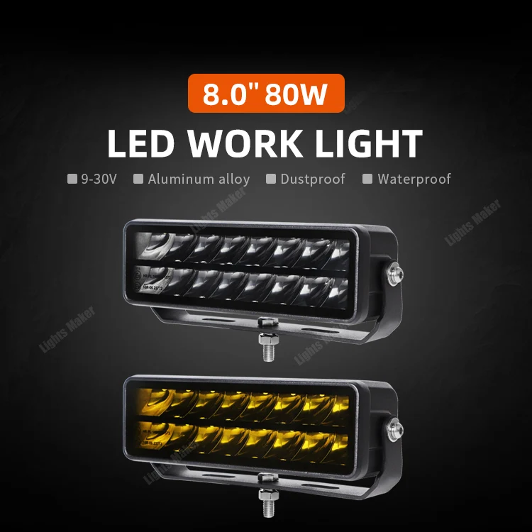 6 بوصة 80 واط LED بقعة العمل الأبيض جراب صغير ضوء بار صف مزدوج الانكسار ضوء كوب القيادة مصباح ليد