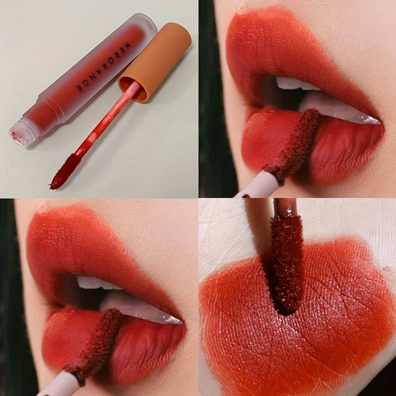 Herorange Samt-Matter Lippenstift mit Geringer Farbintensität, Wasserfest, Langanhaltend, Nicht Klebend, Nicht Abfärbend