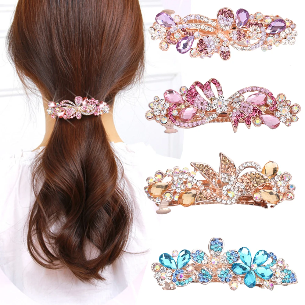 9cm New Ladies Large Korean Version Rhinestone Butterfly Hairpin Ponytail Hairclip Accessories Elegant Fashion Hair Accessories