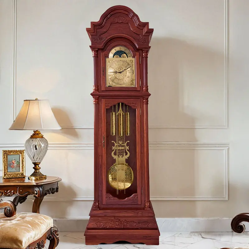 German Helmler European floor clock living room Chinese retro vertical villa pendulum clock Solid wood mechanical large clock