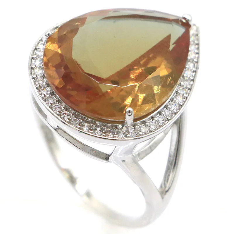 Buy 5 Get 1 Free 24x19mm Unique 6.9g Big Drop Gemstone Zultanite Color Changing Alexandrite Topaz CZ Gift Females Silver Rings