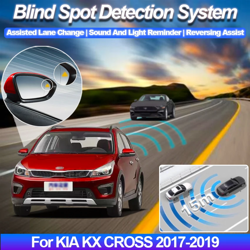 for KIA KX CROSS 2017-2019 BSD BSM blind spot Radar detection system 24GHZ Microwave Sensor BSA Mirror light alarm