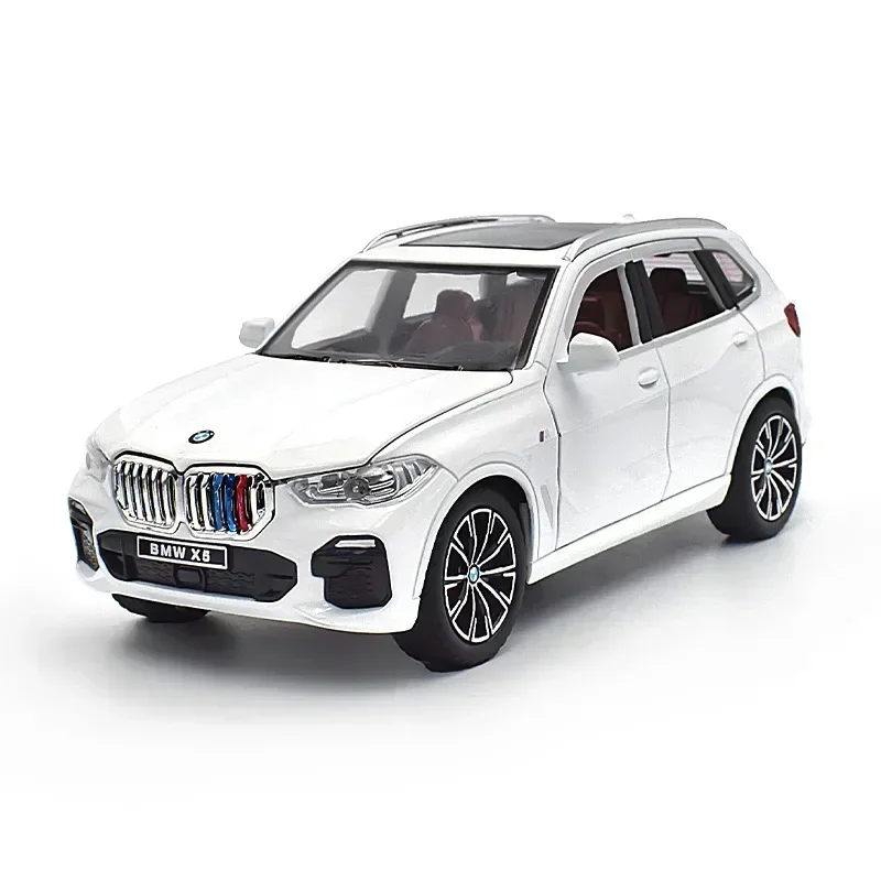 1:24 BMW X5 alta simulazione pressofuso in lega di metallo modello di auto Sound Light Pull Back Collection regali giocattolo per bambini A490