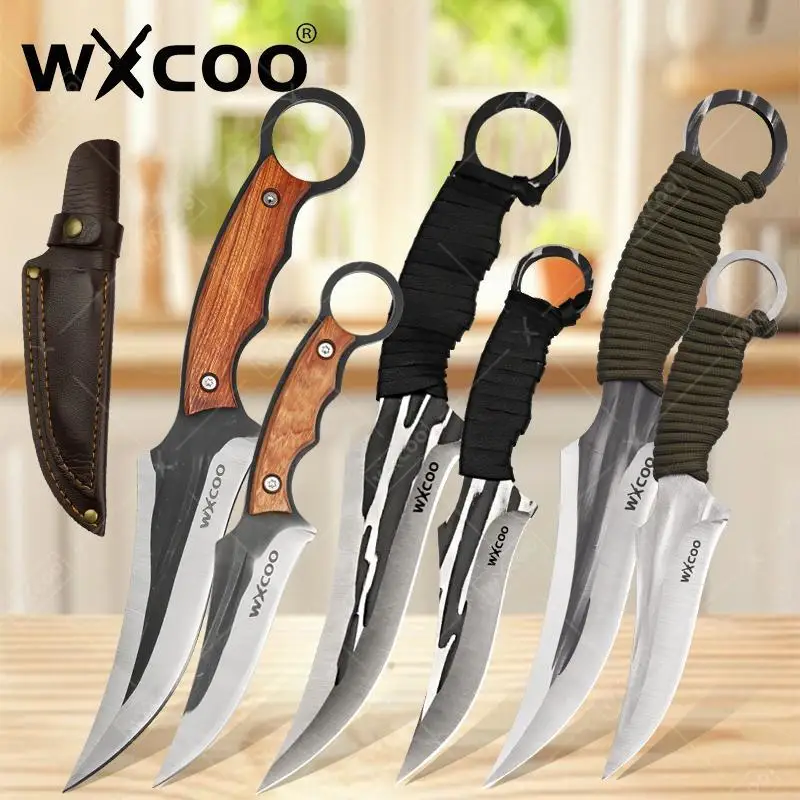 WXCOO Metzger Ausbeinmesser Edelstahl Fleisch Fisch Obst Gemüse Schneiden Küche Kochmesser mit Abdeckung Hackmesser