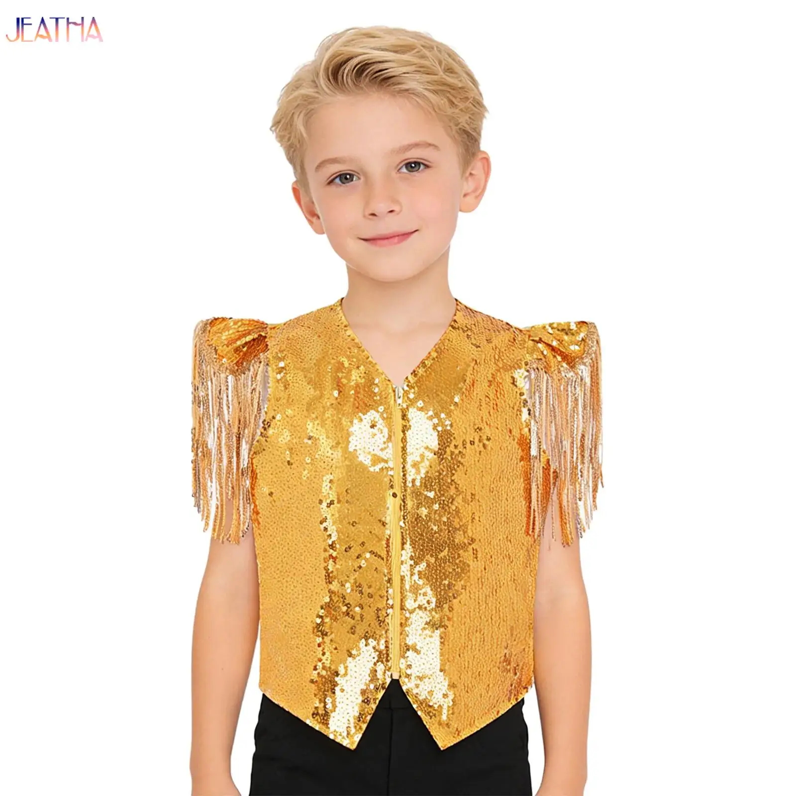 سترة رقص للأطفال مزينة بالترتر، زي أداء للرقص الحديث والهيب هوب في الشوارع والحفلات، سترة ترتر للرقص للأولاد والبنات، مناسبة للمسرح والكرنفالات