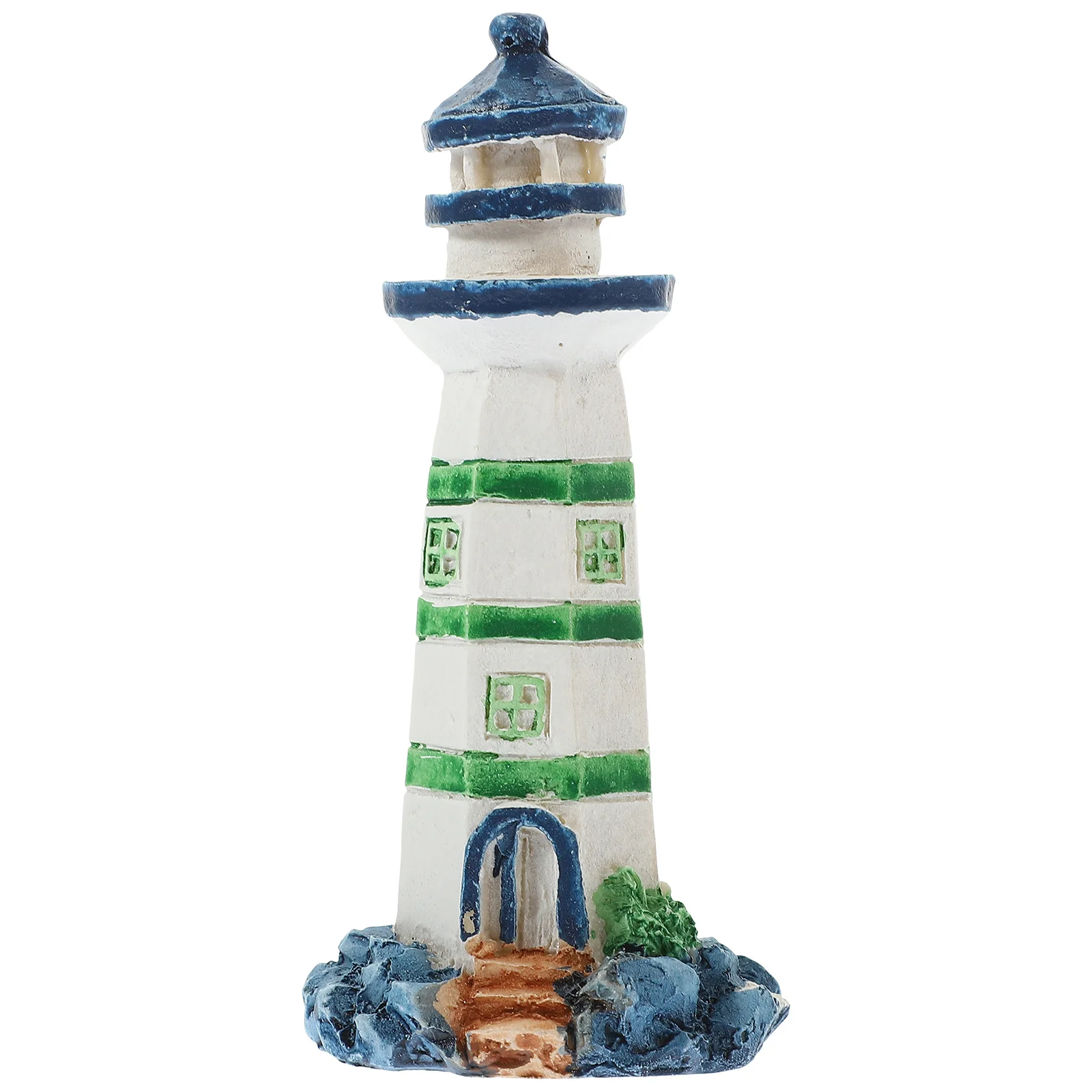 

Small Lighthouse Ornament Mediterranean Style Resin Desktop Decor Home Office Marine Craft Coastal Theme Decoration