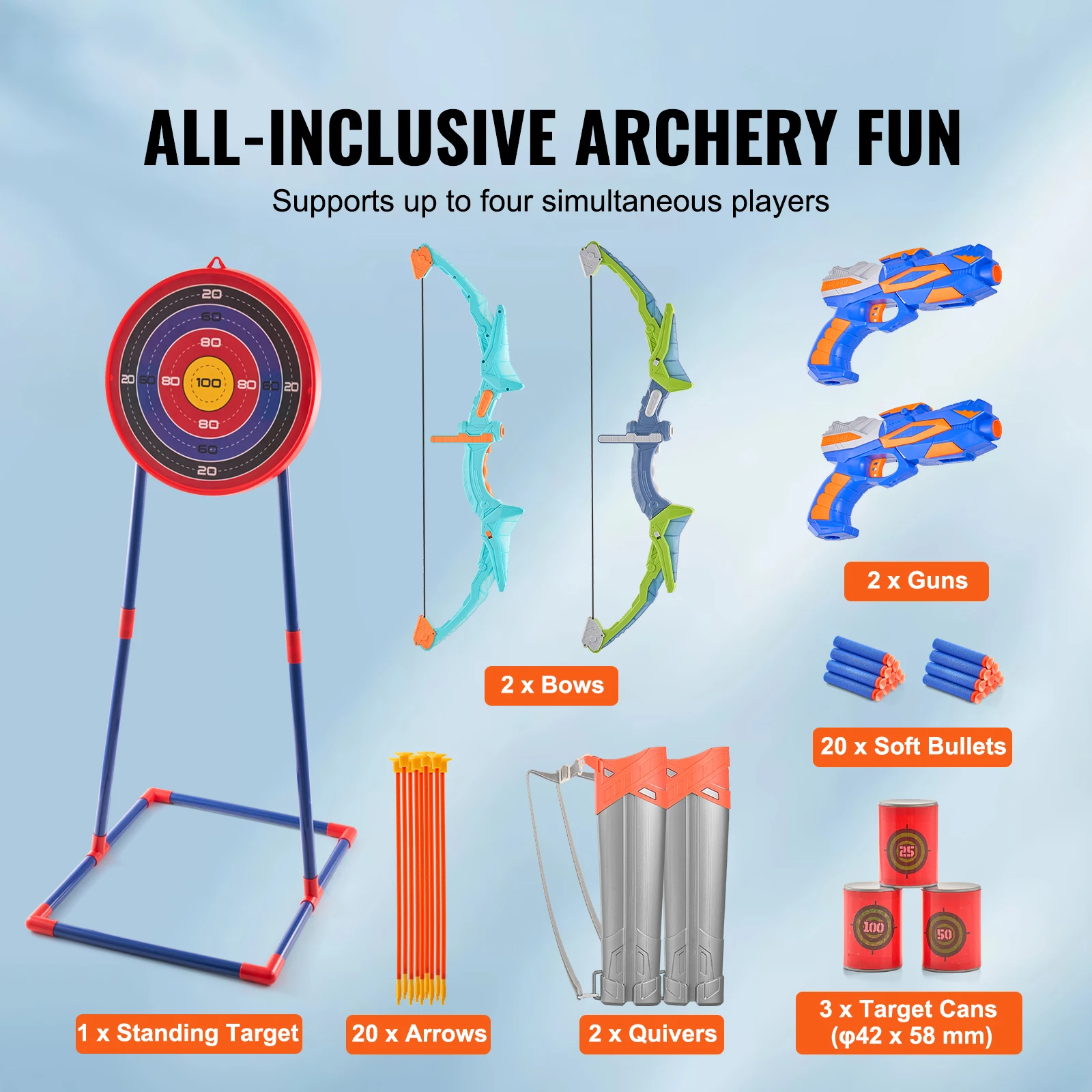 SucceBuy Bow and Arrow Set for Kids 2 Pack LED Archery Set with 20 Arrows 2 Guns Outdoor Toy for Children Boy & Girl 6+ Year Old