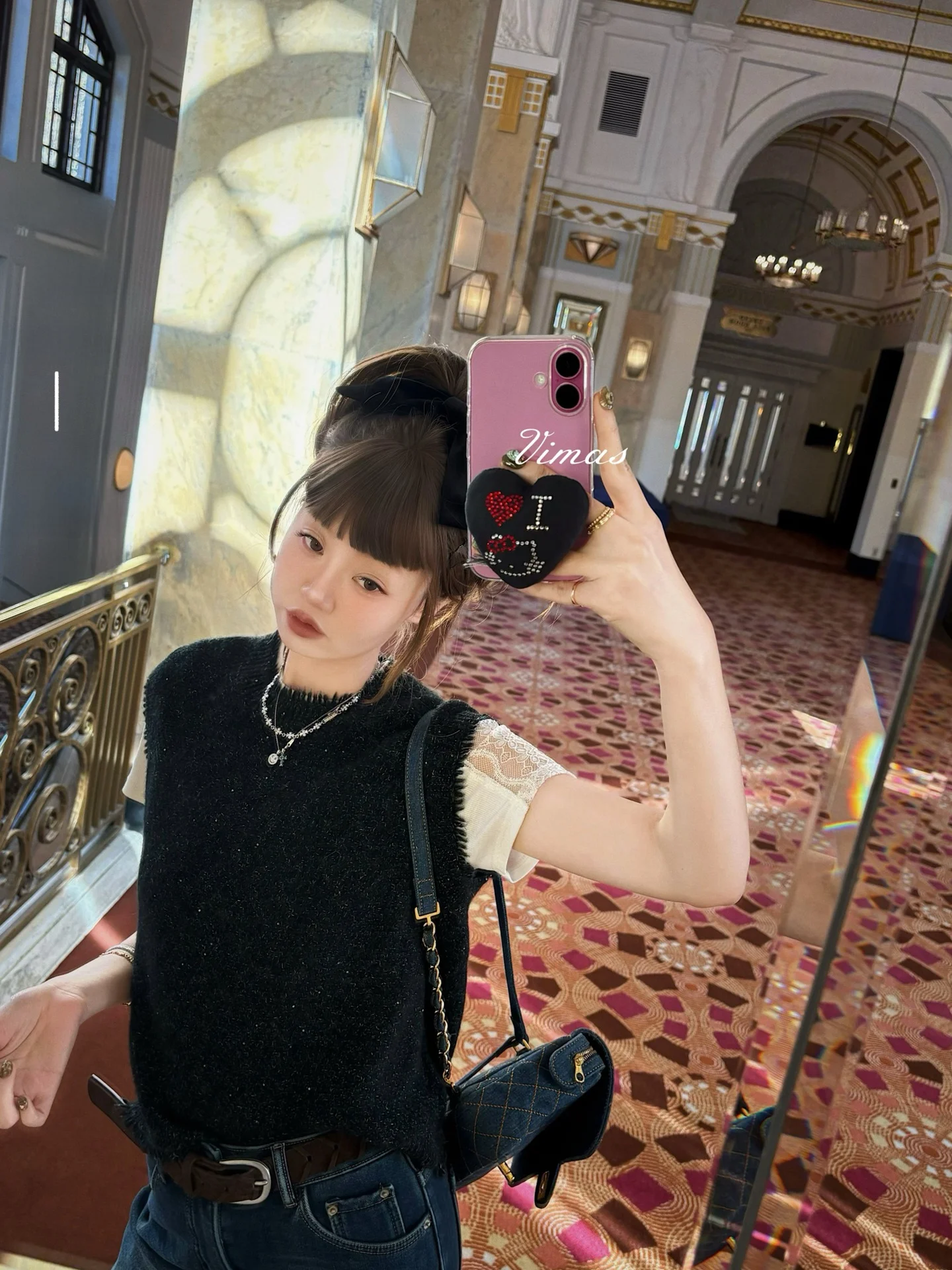 

Vimas een Camere Vest Layering Low Profile Vintage Mixed Color Sweater for Young Women Commute Sle Autumn Winter Wear