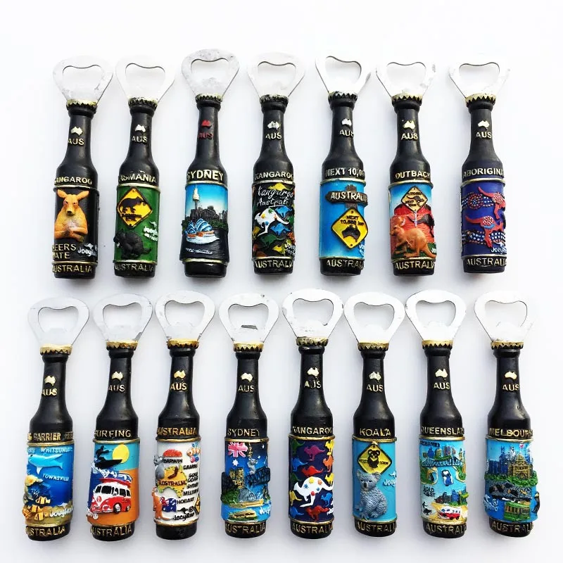 Australia Tourist Souvenir Magnetic Refrigerator Sticker Bottle Opener - Various Parts of Australia Design