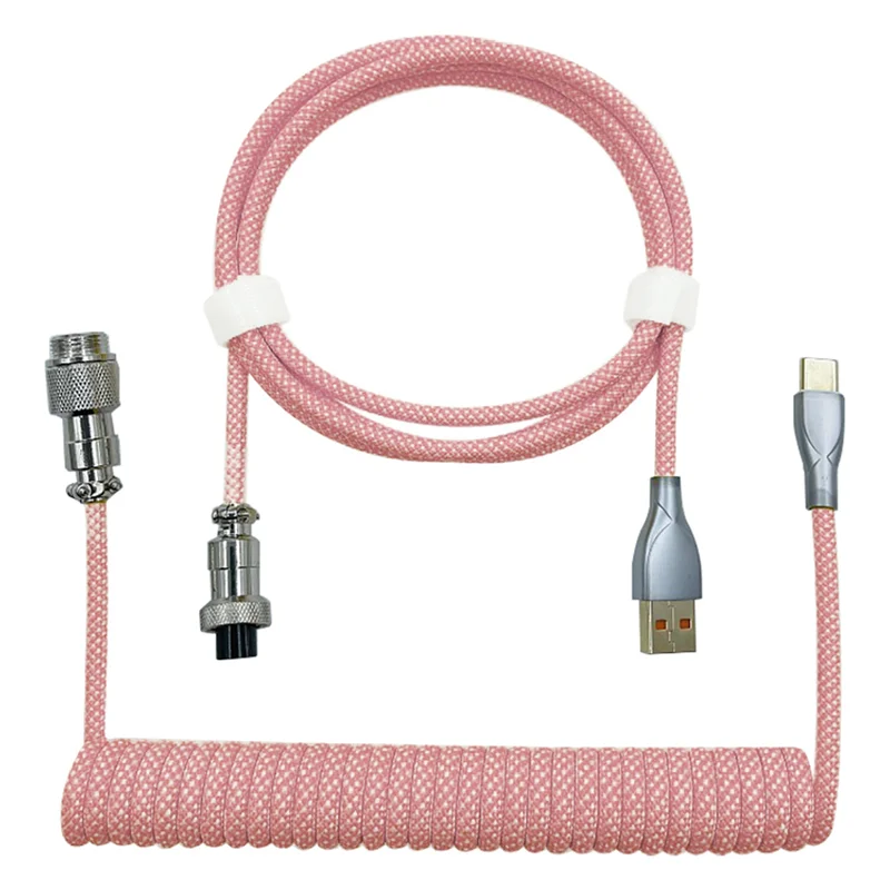 Type-C to USB Data Cable Mechanical Keyboard Coiled Cable Airline Cable Gaming Keyboard Cable Spring Cable Yellow