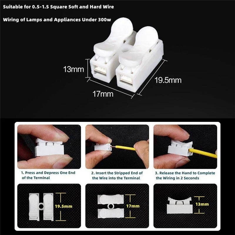 55 Pcs Push Quick Wire Cable Connector, Wire Connector Kit, Spring Type Wire and Cable Connector White Terminal Block