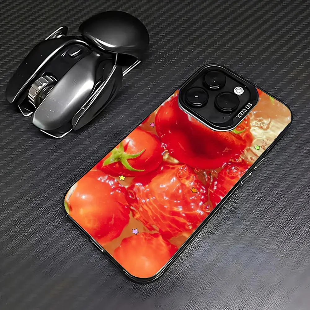 Realistic tomato pattern phone case suitable for iPhone 17 16 15 14 13 12 11 Pro/Max/Plus anti drop and shockproof back cover