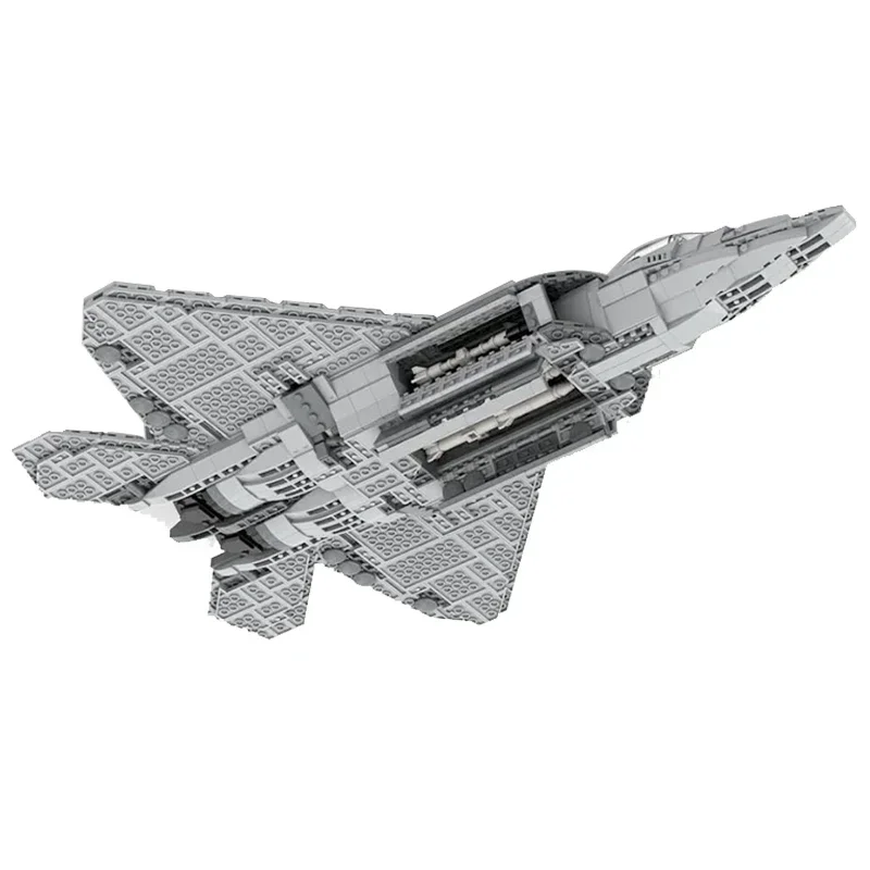 MOC 빌딩 브릭, F-22 랩터 파이터, 1:34 기술, 모듈식 블록 선물, 어린이용 장난감, DIY 세트 조립