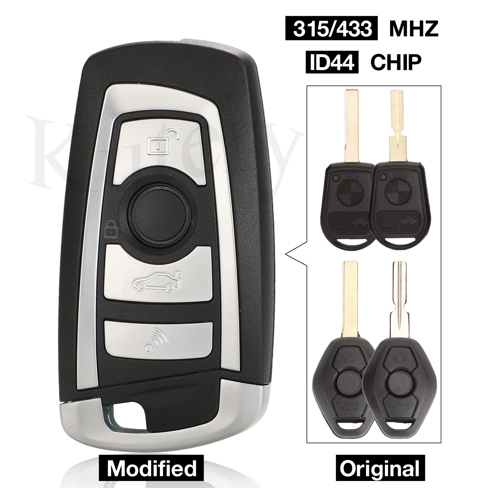 

jingyuqin EWS Modified Flip Remote Key 4 Button 315MHz/433MHz PCF7935 ID44 Chip For BMW E38 E39 E46 M5 X3 X5 Z3 Z4 HU58 HU92