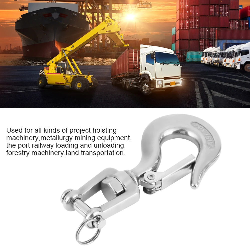 650kg/1000kg 304 Stainless Steel Swivel Lifting Hook with  Rigging Accessory Lifting Hook Hooks Steel Swivel Lifting Hook