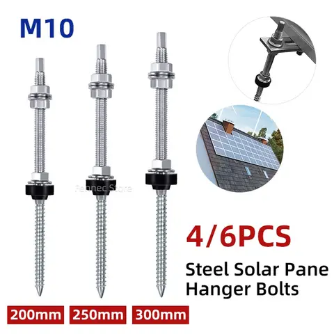 4/6pcs M10 태양 광 액세서리 태양 광 지붕 브래킷 304 스테인레스 스틸 장착 용 태양 전지 패널 지붕 행거 볼트