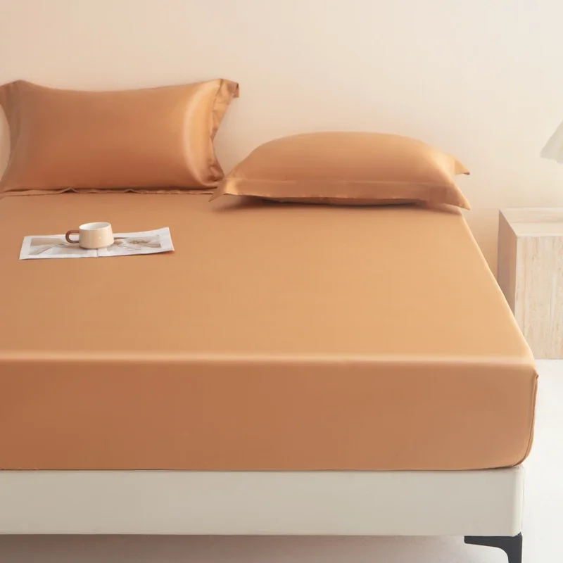 Solid Color Lyocell Fitted Sheet Ice Cooling Fitted Bed Sheet for Summer Twin/Queen/King Size Smooth Bedsheet sabana para cama