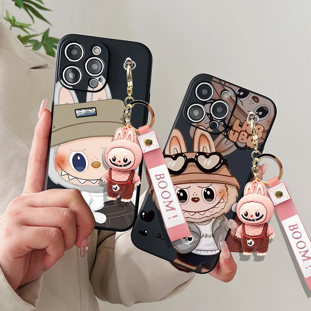 

3D cartoon toy keychain LABUBU phone case suitable for Samsung A40 A40 S A41 A42 A50 A51 A52 A53 A54 A55 A60 A70 A71 A72 A73